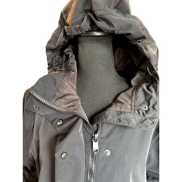 Athleta Rainout Sz XLT Black Rain Jacket Pockets Zip Hood Drawstring Tall | EUC - Picture 6 of 8